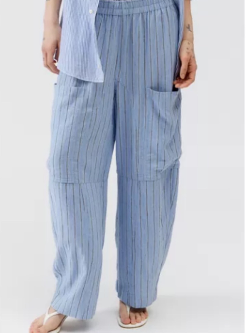 Urban Outfitters Light Blue stripe barrel wide leg pants XL